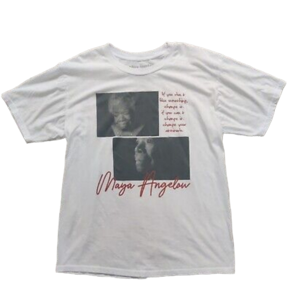 Maya Angelou T-White Shirt Men's Quote Inspiration mediun